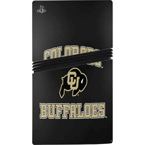 University of Colorado CU Logo on Gold PS5 Pro Console Skin