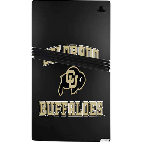 University of Colorado CU Logo on Gold PS5 Pro Console Skin