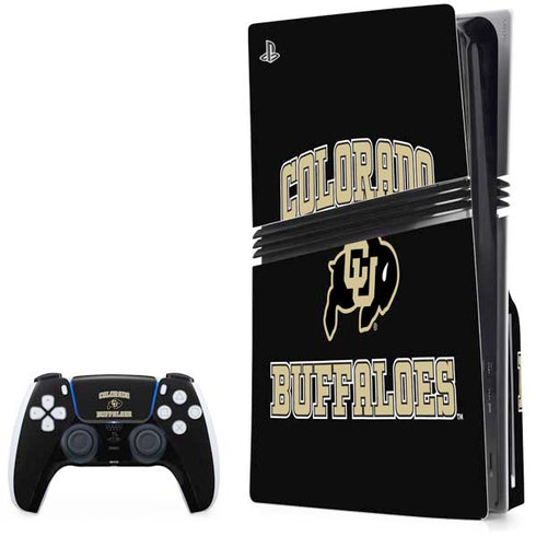University of Colorado CU Logo on Gold PS5 Pro Disk Bundle Skin
