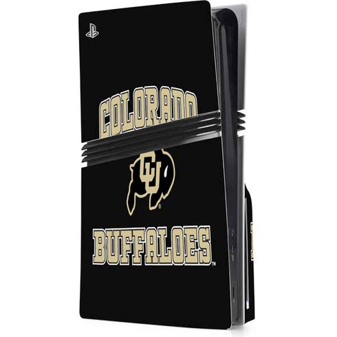 University of Colorado CU Logo on Gold PS5 Pro Disk Console Skin