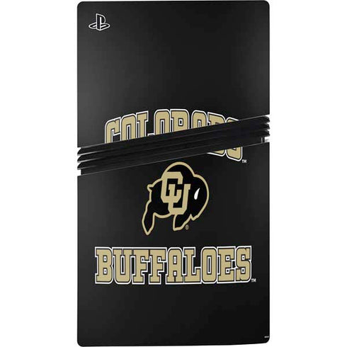 University of Colorado CU Logo on Gold PS5 Pro Disk Console Skin