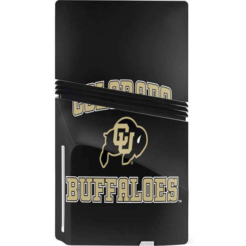 University of Colorado CU Logo on Gold PS5 Pro Disk Console Skin