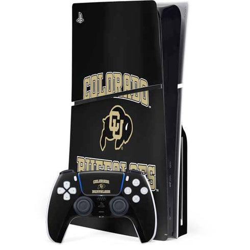 University of Colorado CU Logo on Gold PlayStation PS5 Skins