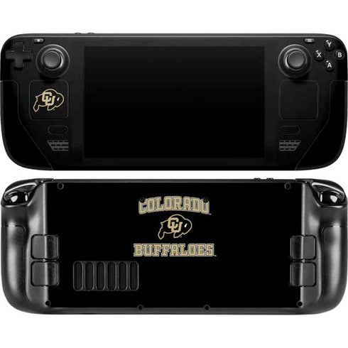 University of Colorado CU Logo on Gold Steam Deck Handheld Gaming Computer OLED Skin