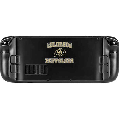 University of Colorado CU Logo on Gold Steam Deck Handheld Gaming Computer OLED Skin