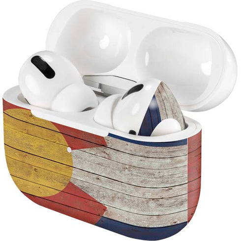 Colorado Flag Dark Wood AirPods Skins