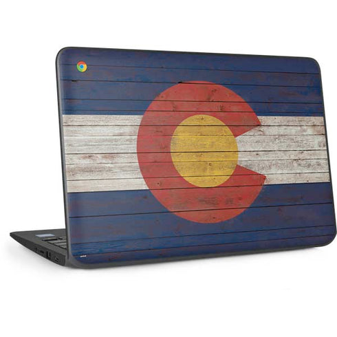 Colorado Flag Dark Wood HP Chromebook Skin