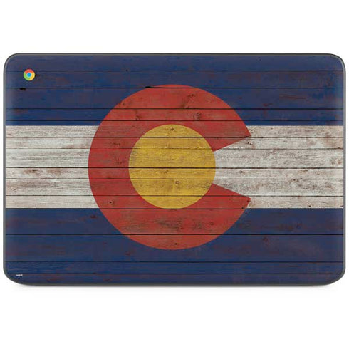 Colorado Flag Dark Wood HP Chromebook Skin
