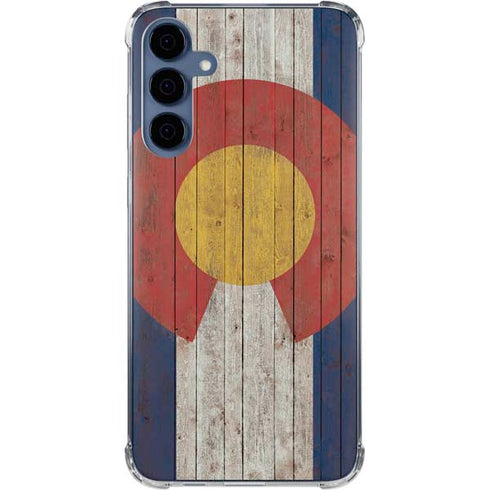 Colorado Flag Dark Wood Galaxy A35 5G Clear Case