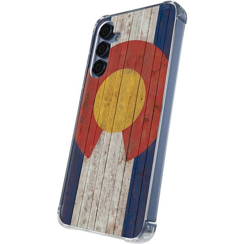 Colorado Flag Dark Wood Galaxy A35 5G Clear Case