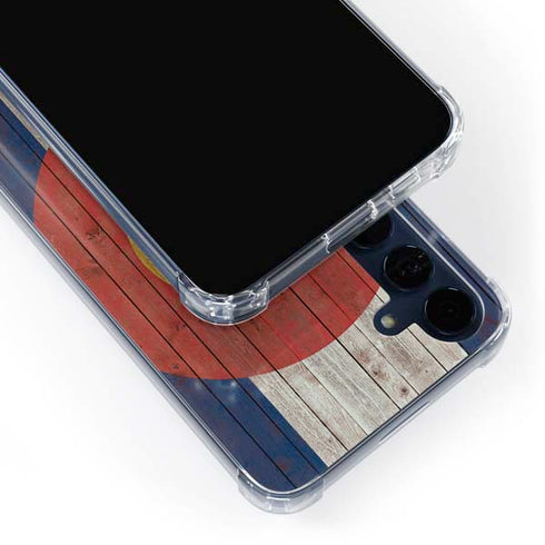 Colorado Flag Dark Wood Galaxy A35 5G Clear Case