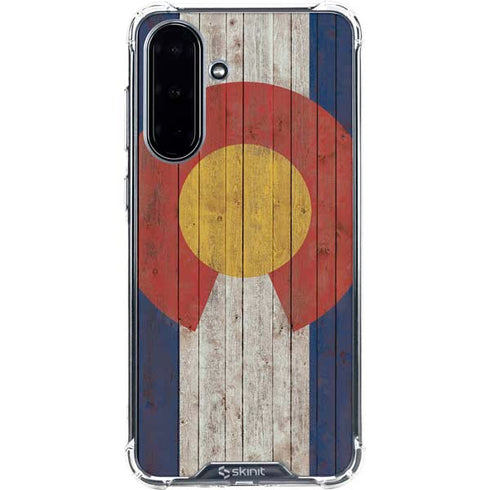 Colorado Flag Dark Wood Galaxy A36 5G Clear Case