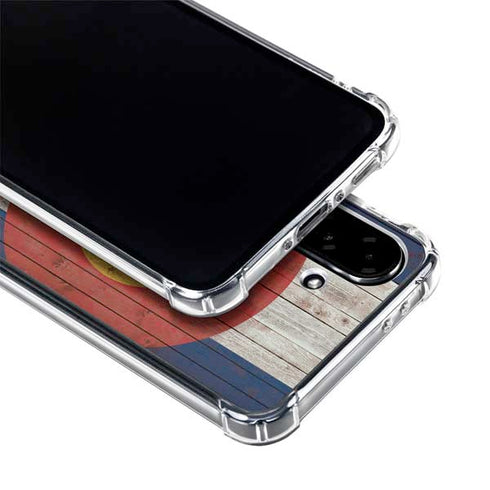 Colorado Flag Dark Wood Galaxy A36 5G Clear Case