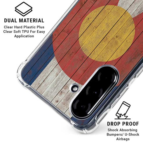 Colorado Flag Dark Wood Galaxy A36 5G Clear Case