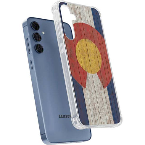 Colorado Flag Dark Wood Galaxy A55 5G Clear Case