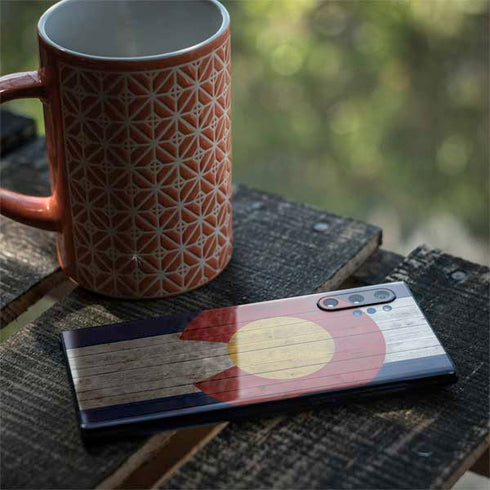 Colorado Flag Dark Wood Galaxy Note 10 Plus Skin