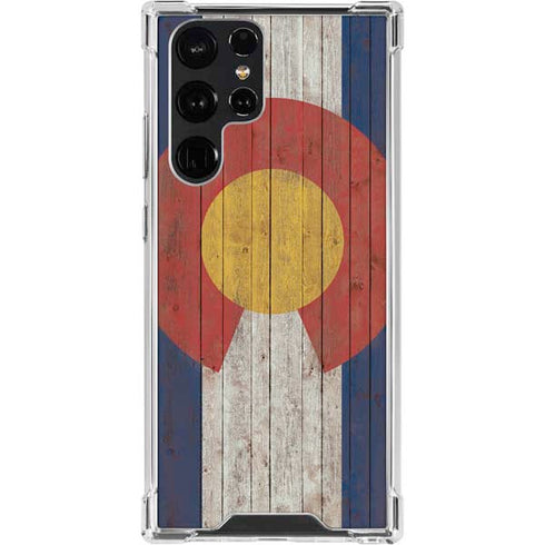 Colorado Flag Dark Wood Galaxy S23 Ultra Clear Case