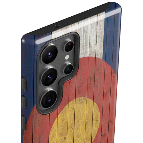 Colorado Flag Dark Wood Galaxy S23 Ultra Pro Case