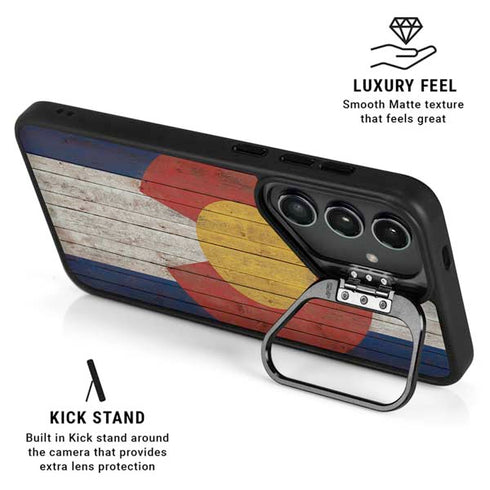 Colorado Flag Dark Wood Galaxy S24 Kickstand Case
