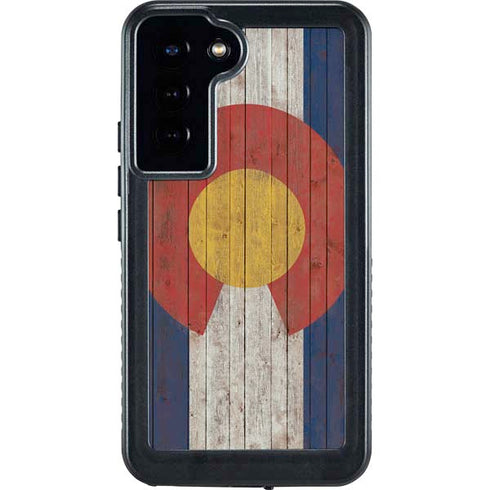 Colorado Flag Dark Wood Galaxy S24 Plus Waterproof Case