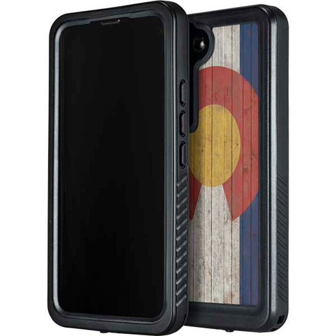 Colorado Flag Dark Wood Galaxy S24 Plus Waterproof Case