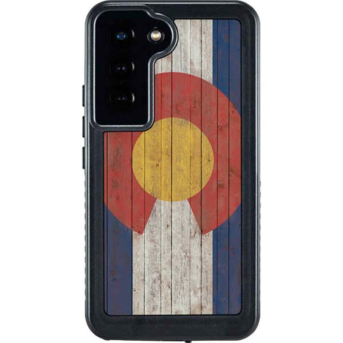 Colorado Flag Dark Wood Galaxy S24 Waterproof Case