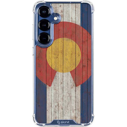 Colorado Flag Dark Wood Galaxy S25 Clear Case