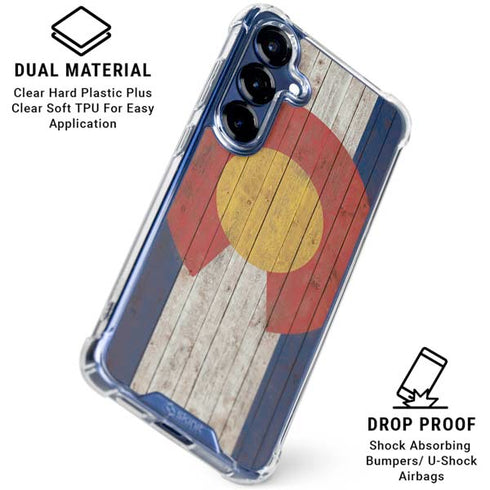 Colorado Flag Dark Wood Galaxy S25 Clear Case