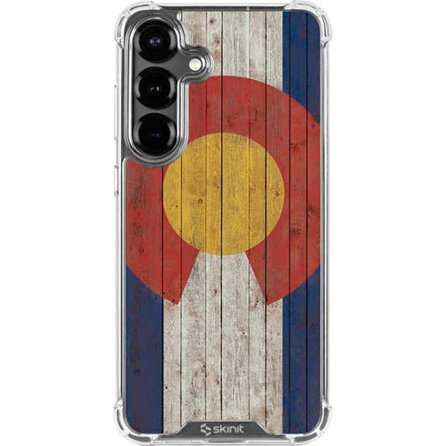 Colorado Flag Dark Wood Galaxy S26 Clear Case