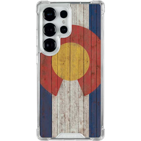 Colorado Flag Dark Wood Galaxy S26 Ultra Clear Case