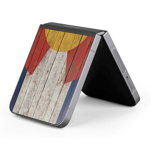 Colorado Flag Dark Wood Galaxy Z Flip6 Skin
