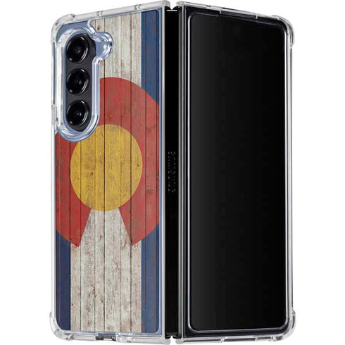 Colorado Flag Dark Wood Galaxy Z Fold5 5G Clear Case