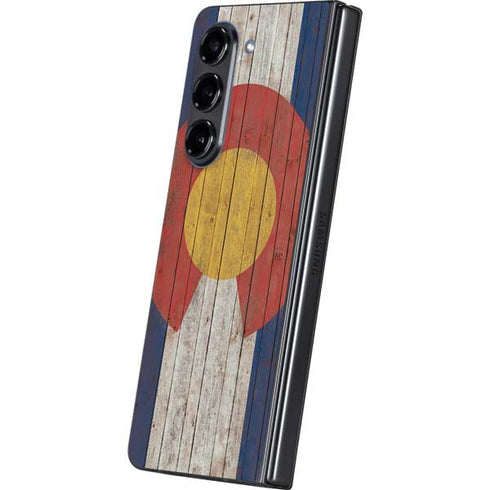 Colorado Flag Dark Wood Galaxy Z Fold5 5G Skin