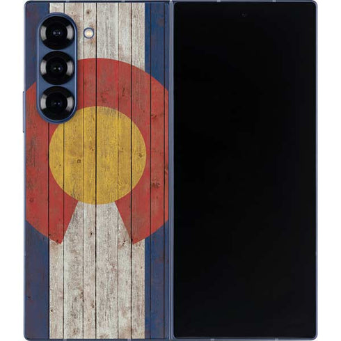 Colorado Flag Dark Wood Galaxy Z Fold6 Skin