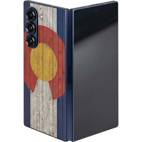 Colorado Flag Dark Wood Galaxy Z Fold6 Skin