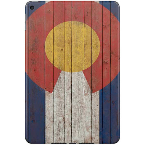 Colorado Flag Dark Wood iPad Skins