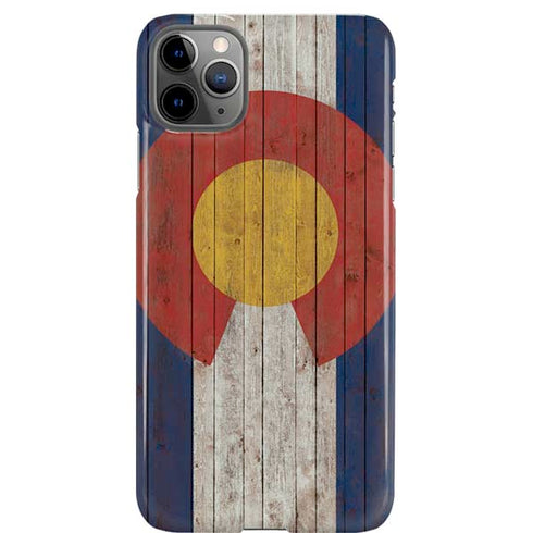 Colorado Flag Dark Wood iPhone Cases