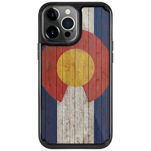 Colorado Flag Dark Wood iPhone Cases