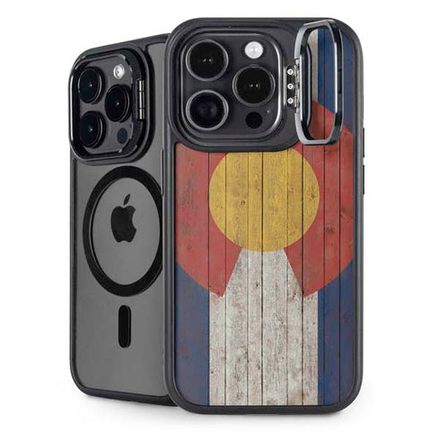 Colorado Flag Dark Wood iPhone Cases