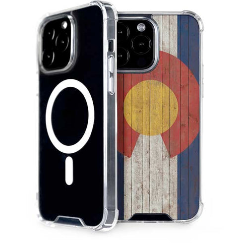 Colorado Flag Dark Wood iPhone Cases