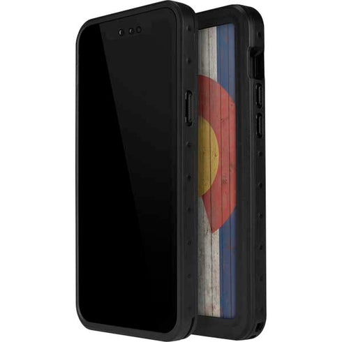 Colorado Flag Dark Wood iPhone 15 Pro Waterproof Case