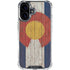 Colorado Flag Dark Wood iPhone 16 Clear Case