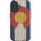 Colorado Flag Dark Wood iPhone 16 Impact Case