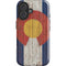 Colorado Flag Dark Wood iPhone 16 Plus Impact Case