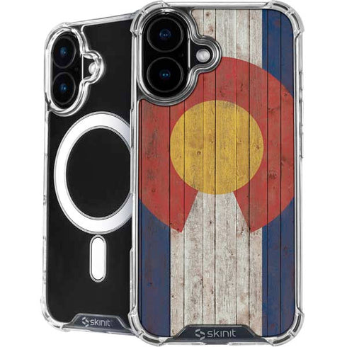 Colorado Flag Dark Wood iPhone 16 Plus MagSafe Case