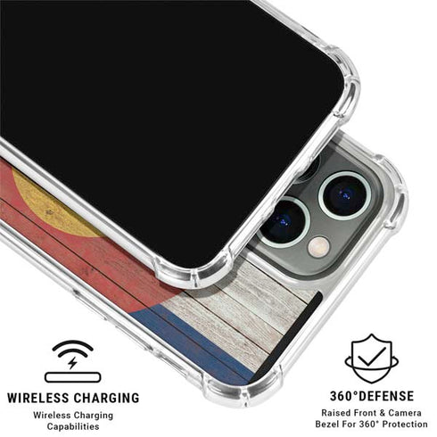 Colorado Flag Dark Wood iPhone 16 Pro Clear Case