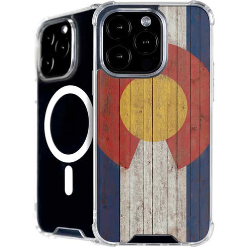 Colorado Flag Dark Wood iPhone 16 Pro MagSafe Case