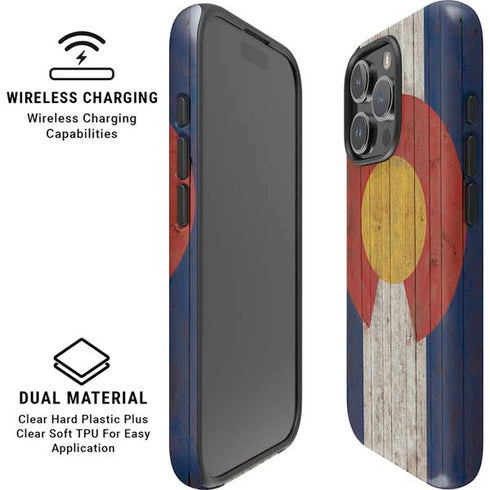 Colorado Flag Dark Wood iPhone 16 Pro Magsafe Impact Case