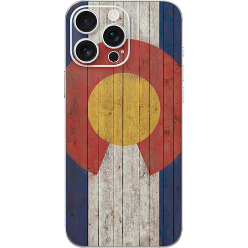 Colorado Flag Dark Wood iPhone 16 Pro Max Skin