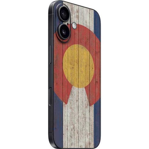 Colorado Flag Dark Wood iPhone 16 Skin